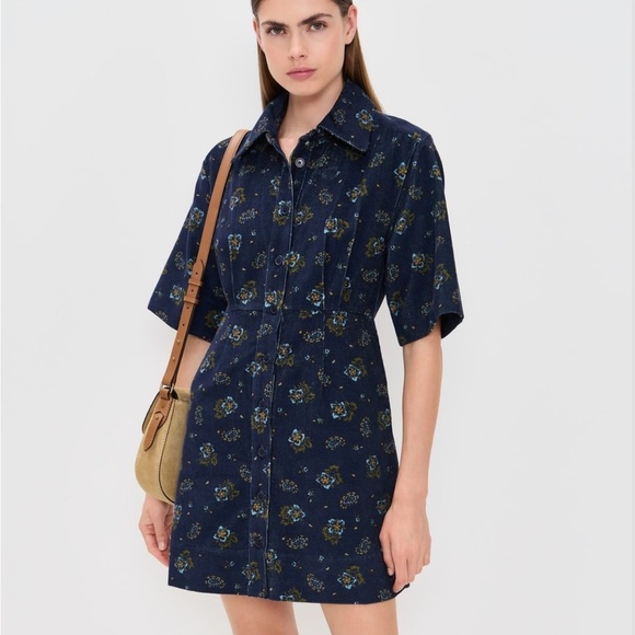 Sea New York Dresses & Skirts - SEA  Briar Corduroy Short Sleeve Button Down Dress in Navy